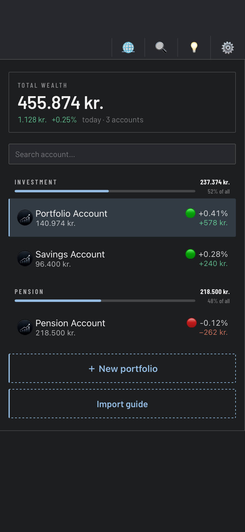 Portfolio Dashboard on iPhone
