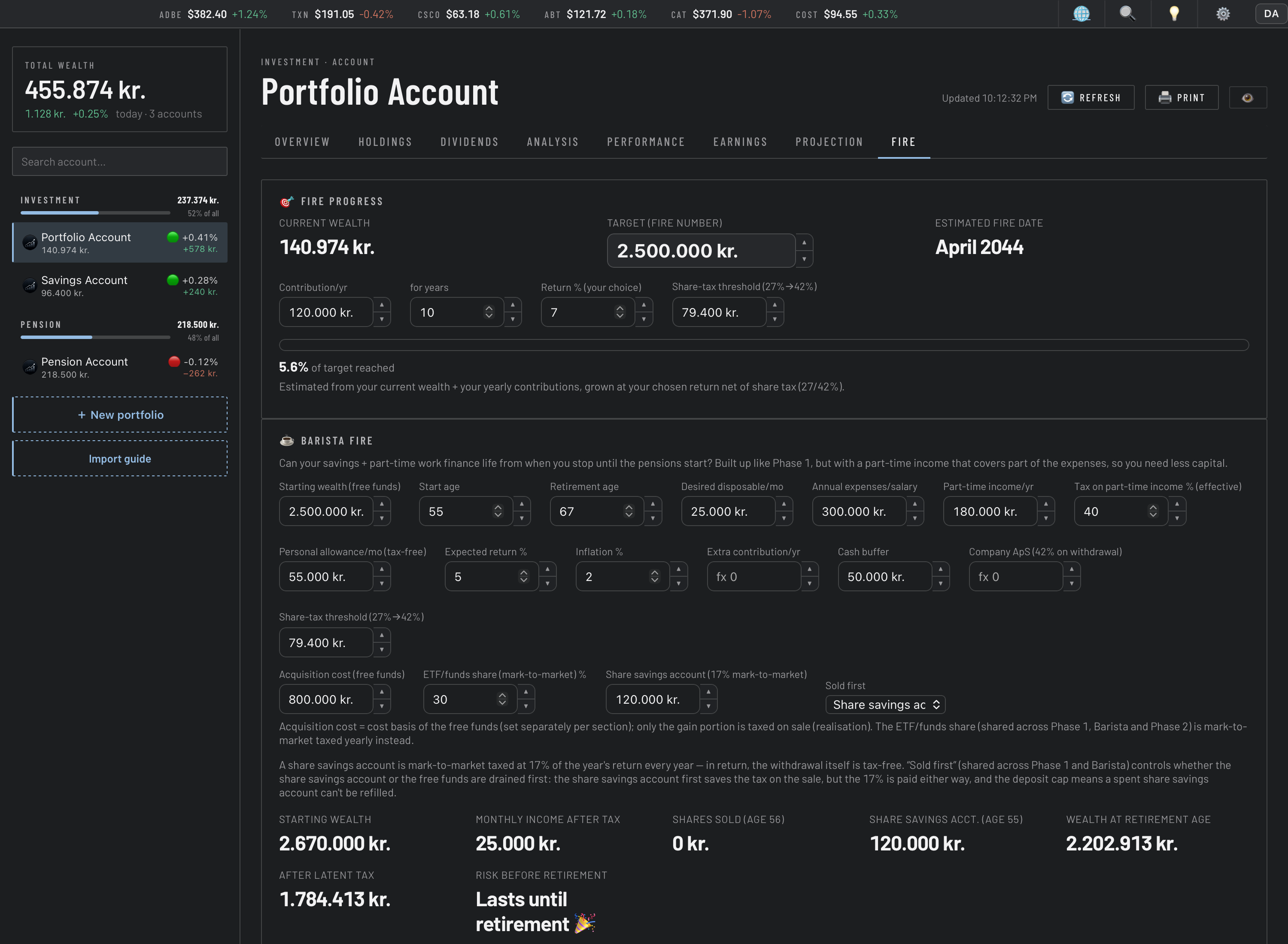 Portfolio Dashboard — FIRE